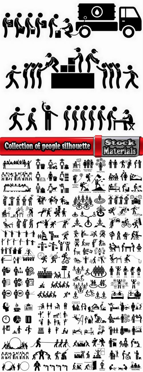 Collection of people silhouette vector picture businessman 25 Eps