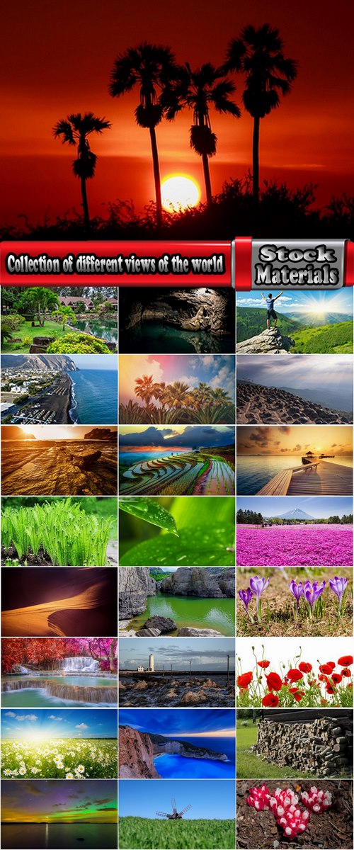 Collection of different views of the world sea cliff sunset field grass lawn Bay 25 HQ Jpeg