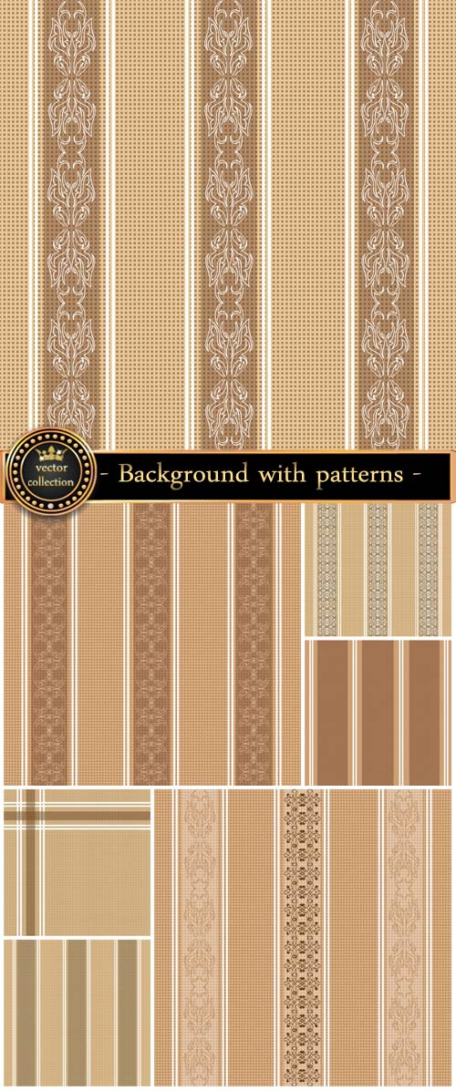 Vector brown background with patterns and stripes