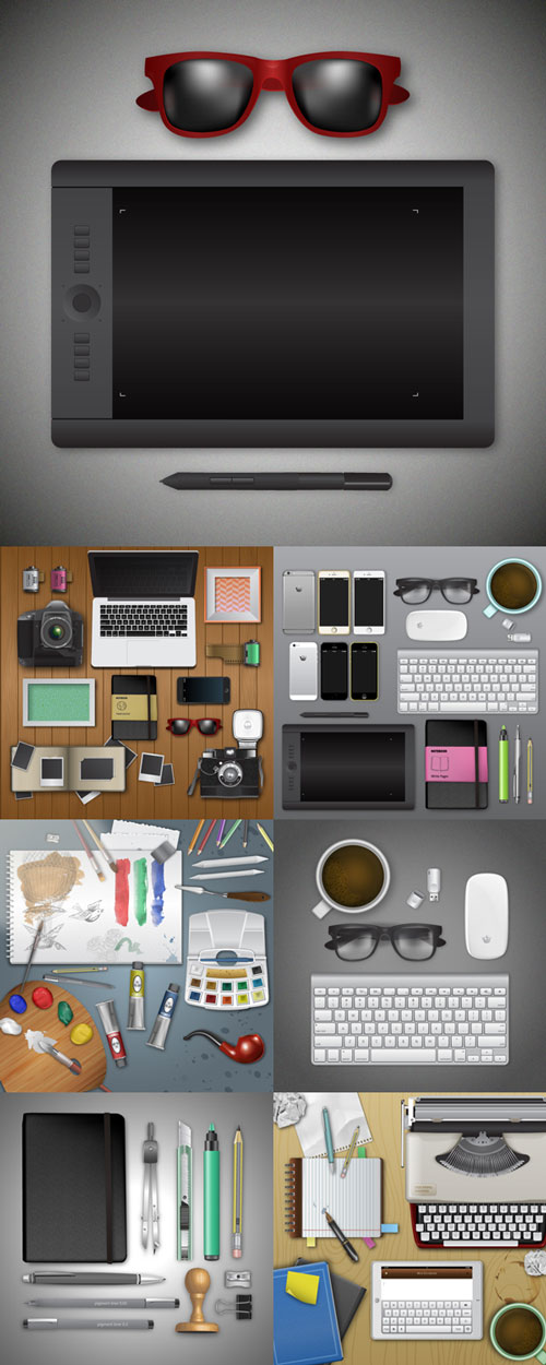 Realistic workplace vector graphics