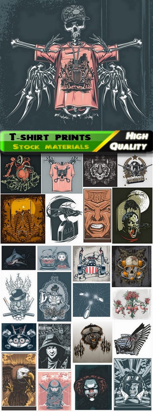 T-shirt prints design in vector from stock #62 - 25 Eps