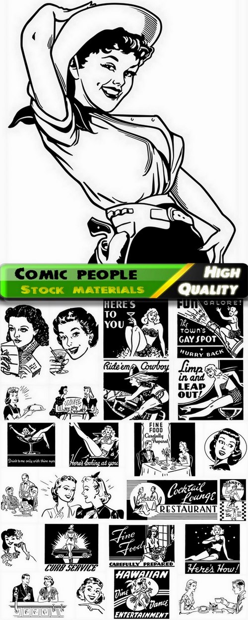 Pop art retro comic people illustrations 2 - 25 Eps