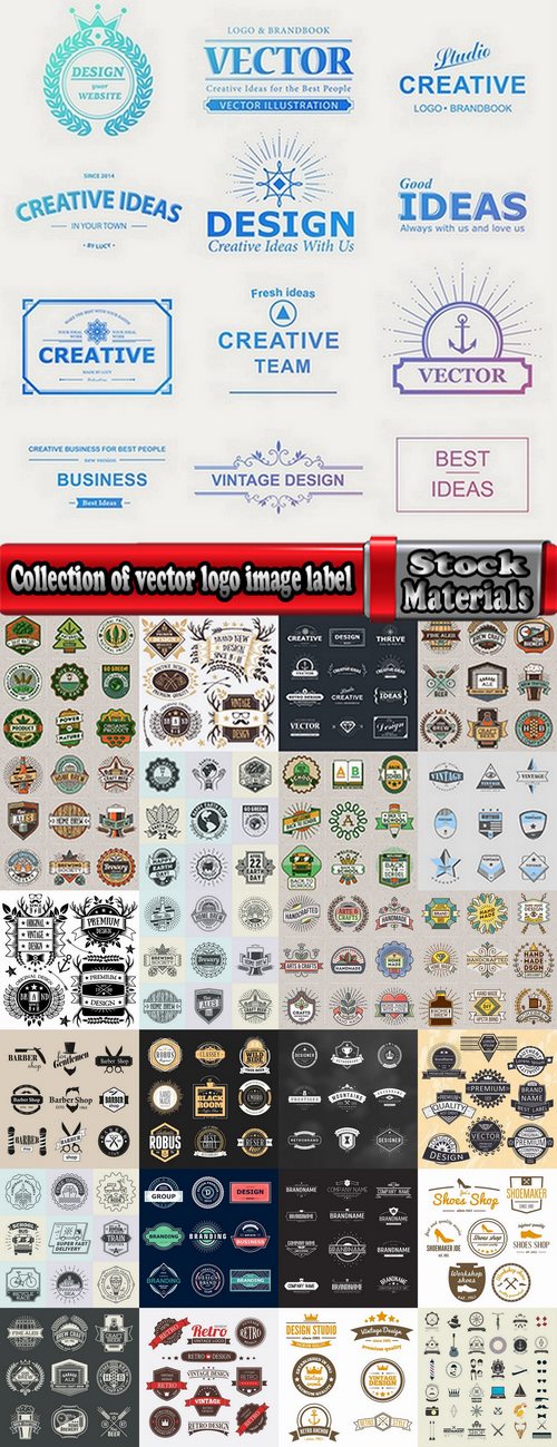 Collection of vector logo image label pattern sticker token vintage element 25 Eps