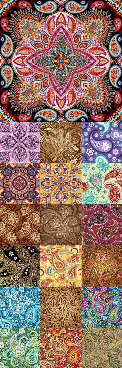 Ornate paisley pattern vector material