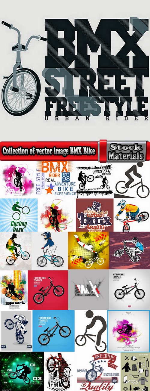 Collection of vector image BMX Bike extreme sport flyer 25 Eps