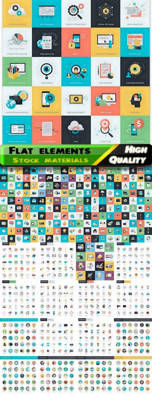 Flat elements and business icons - 25 Eps