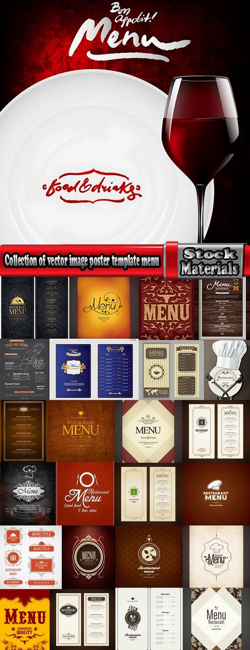 Collection of vector image poster template menu restaurant snack flyer 25 Eps