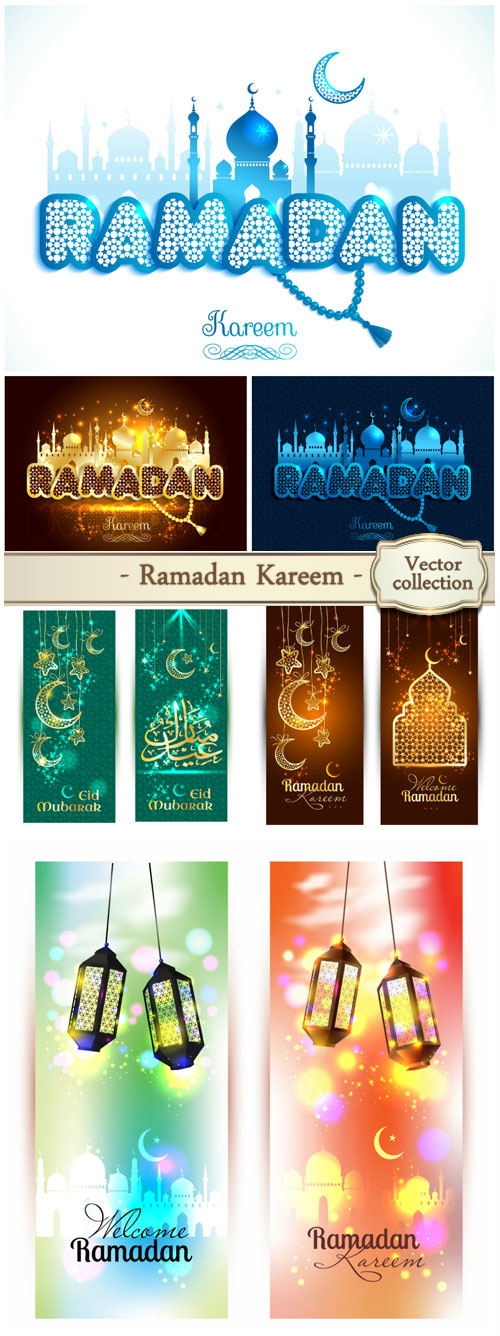Ramadan Kareem, backgrounds and banner vector