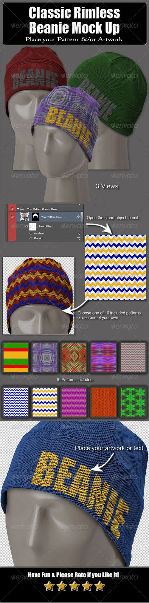 Graphicriver - Classic Rimless Beanie Mock Up - id 6290195