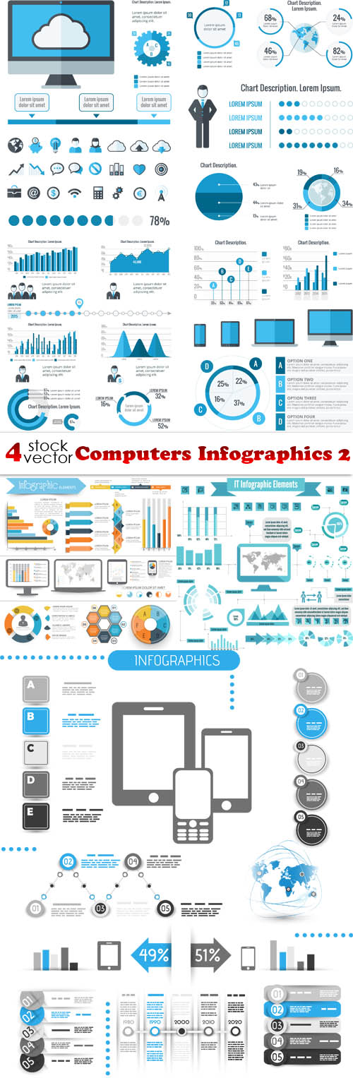 Vectors - Computers Infographics 02