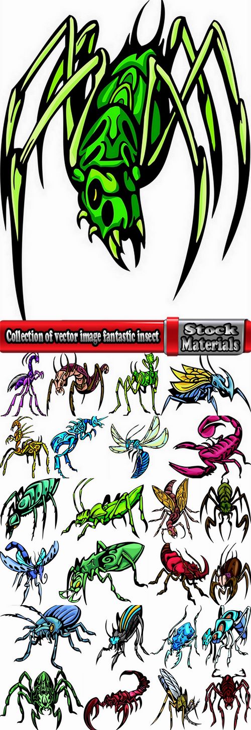 Collection of vector image fantastic insect tattoo pattern 25 EPS