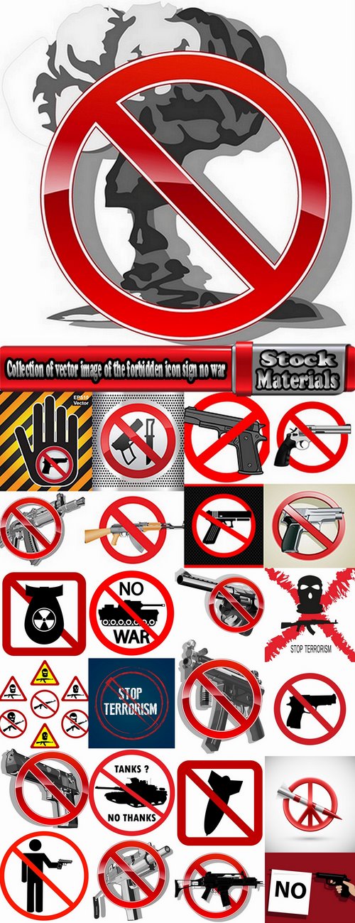 Collection of vector image of the forbidden icon sign no war mark label 25 Eps