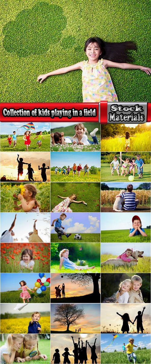 Collection of kids playing in a field of wildflowers child #2-25 HQ Jpeg