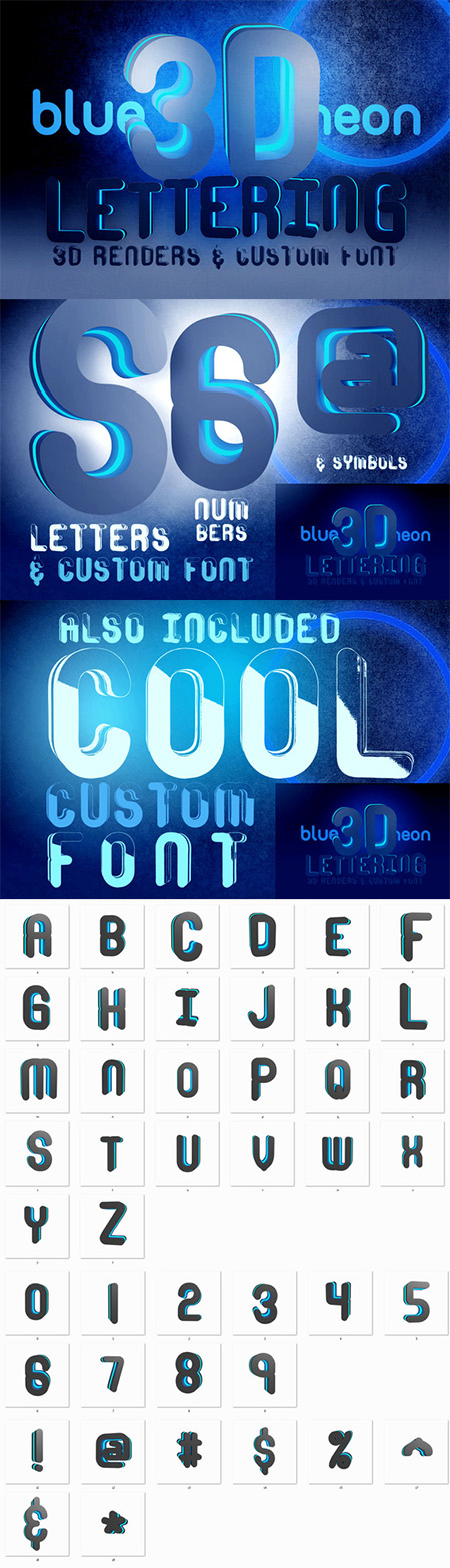 Blue Neon 2 - 3D Lettering + Font