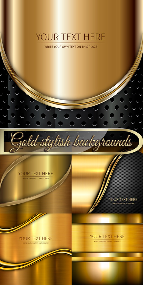 Gold stylish backgrounds vector graphics set 3