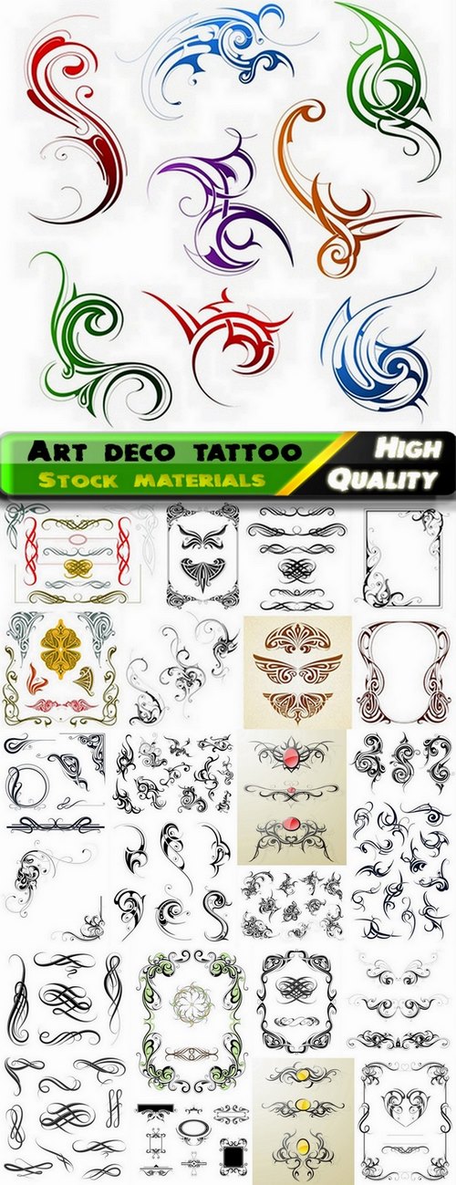 Art deco tattoo and creative patterns - 25 Eps