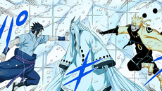 Кагуя заманивает Наруто и Саске в лед