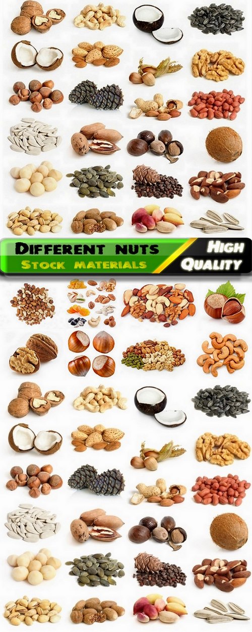 Different mixed nuts isolated on white - 25 HQ Jpg