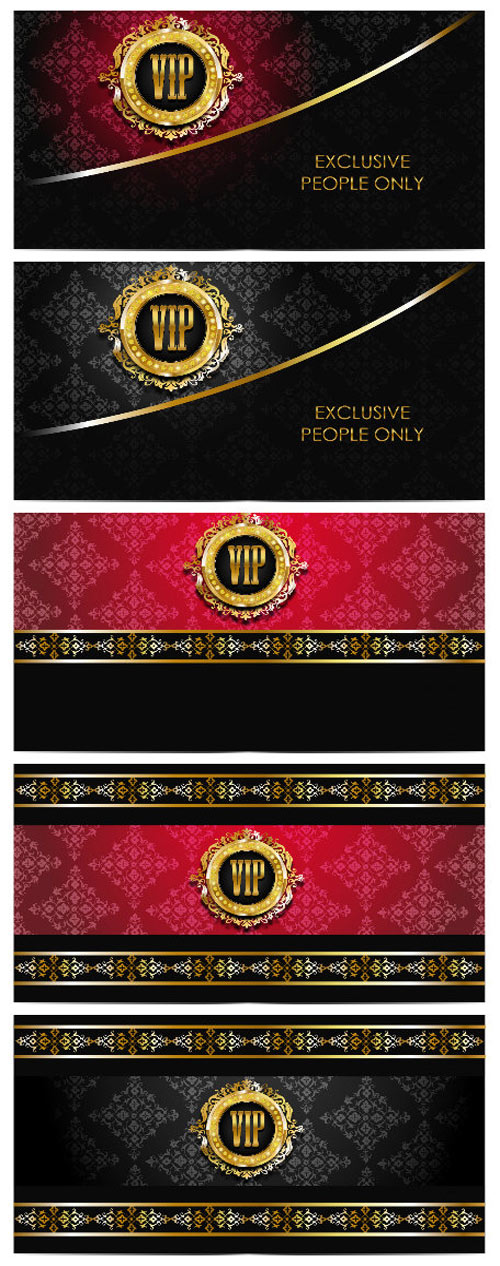 VIP cards with gold ornaments, vector