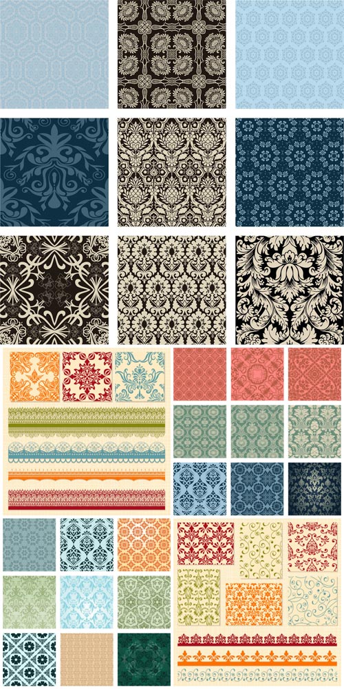 Vintage pattern, vector borders and ornaments