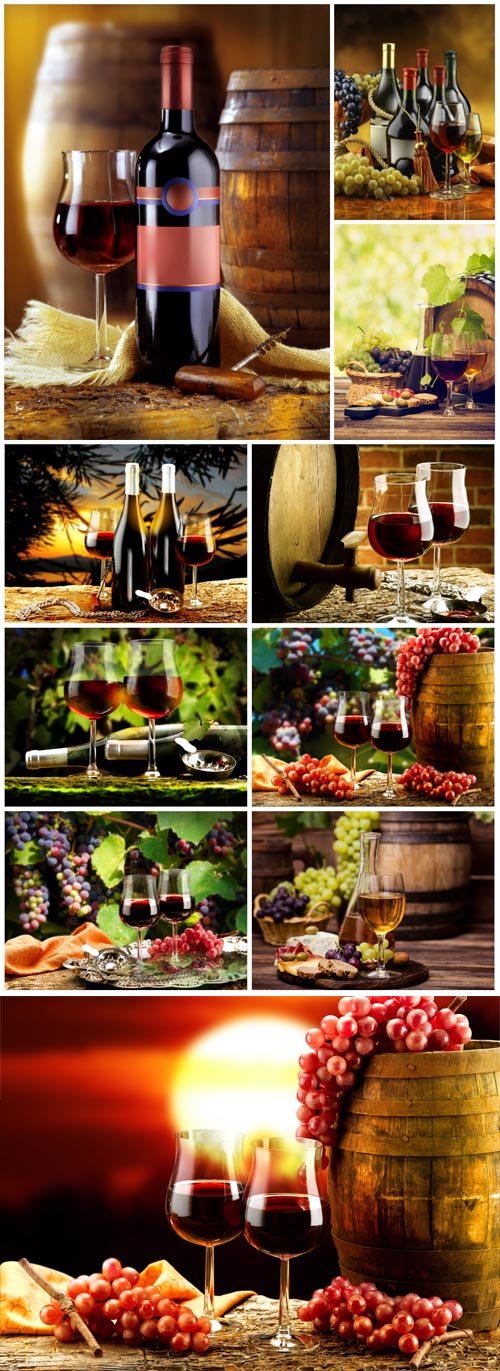 Glasses of wine and grapes - Stock photo