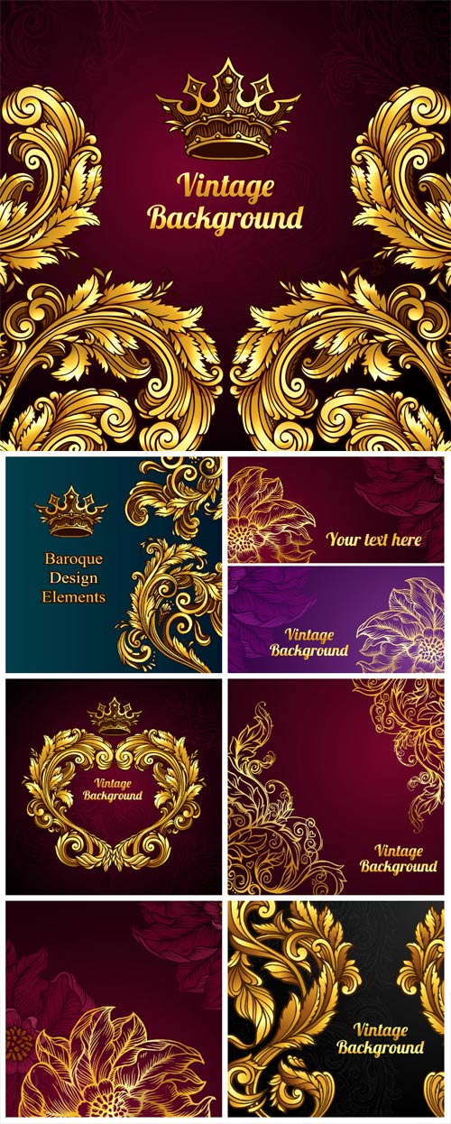 Vector gold baroque pattern
