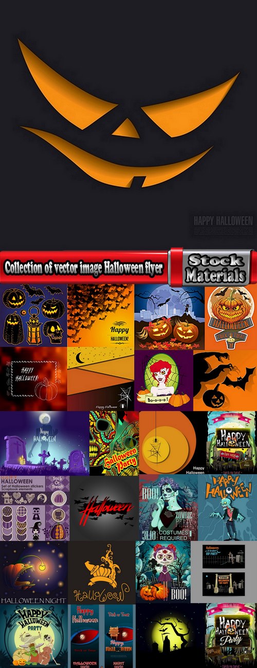Collection of vector image Halloween flyer banner poster zombies 25 EPS