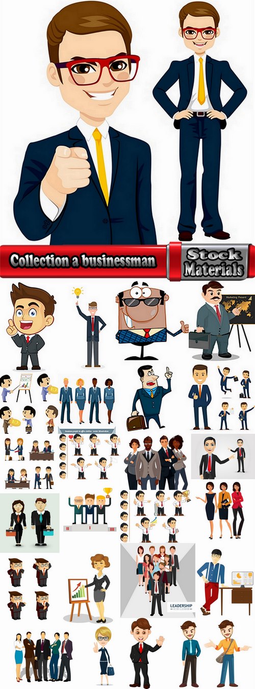 Collection a businessman lady girl cartoon vector image 25 EPS